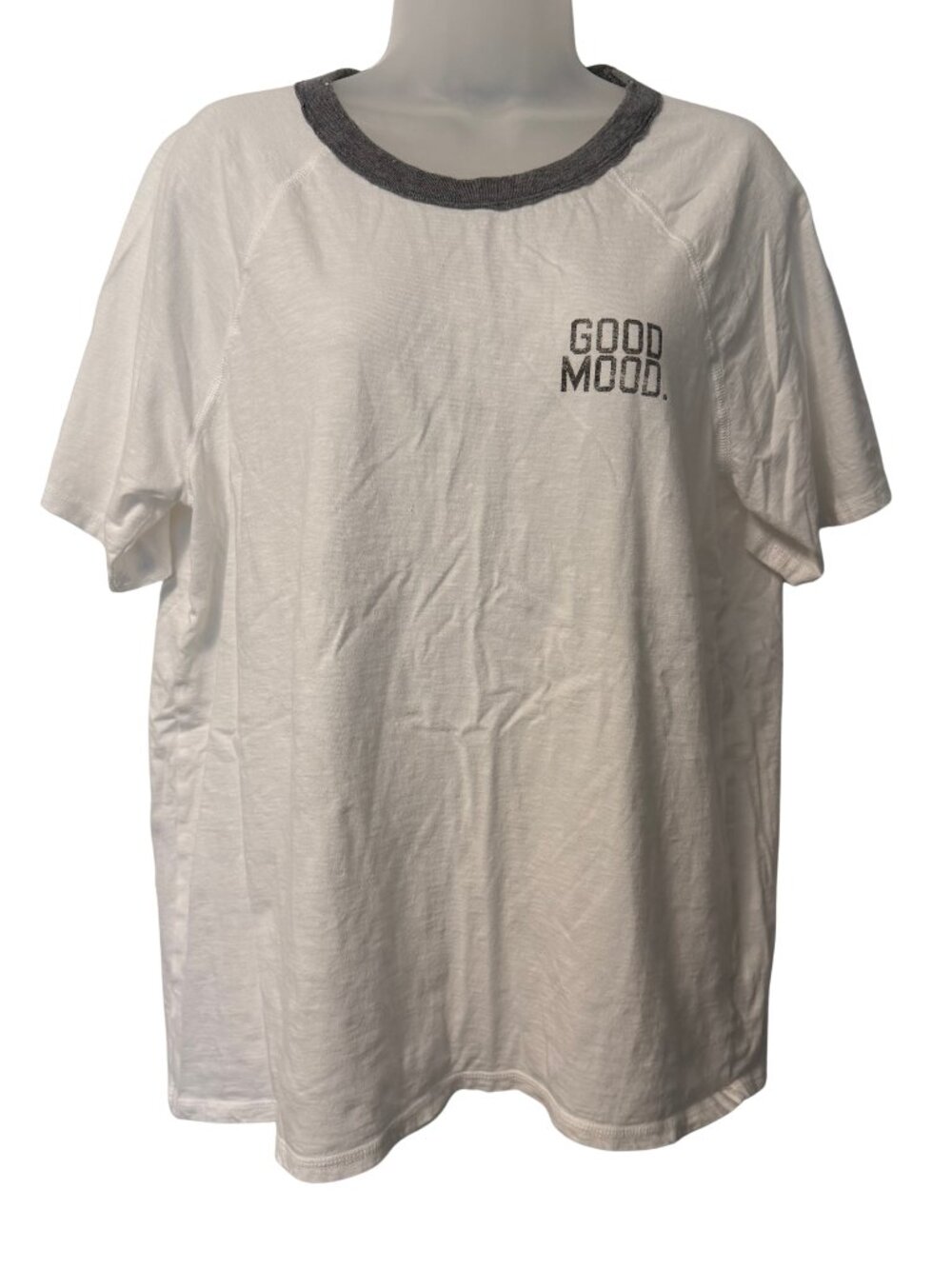 Aerie Distressed Raglan Boyfriend T-shirt | Good Mood graphic tee | Size Small